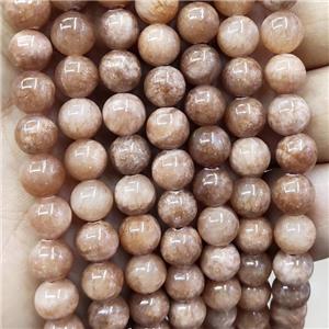 Natural Honey Jade Beads Peach Dye Smooth Round, approx 4mm dia [JD10247-4MM]