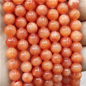 Natural Honey Jade Beads Ornage Dye Smooth Round, approx 4mm dia [JD10250-4MM]