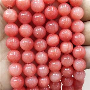 Natural Honey Jade Beads Red Dye Smooth Round, approx 4mm dia [JD10251-4MM]