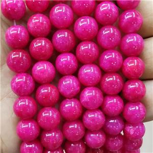 Natural Honey Jade Beads Hotpink Dye Smooth Round, approx 4mm dia [JD10252-4MM]