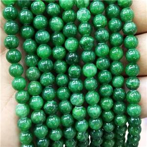 Natural Honey Jade Beads Green Dye Smooth Round, approx 4mm dia [JD10255-4MM]