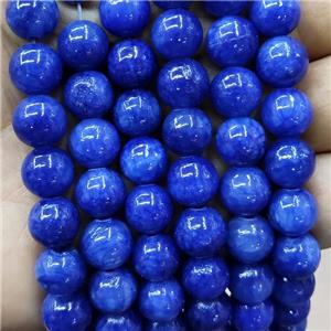 Natural Honey Jade Beads Royalblue Dye Smooth Round, approx 4mm dia [JD10256-4MM]
