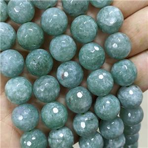 Green Jade Beads Faceted Round Dye, approx 14mm dia [JD10283-14MM]