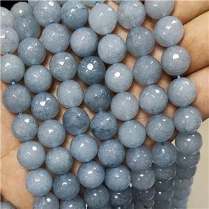 Gray Jade Beads Faceted Round Dye, approx 12mm dia [JD10284]