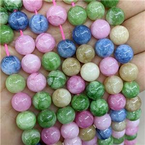 Natural Jade Beads Mixed Color Dye Smooth Round, approx 10mm dia [JD10287]
