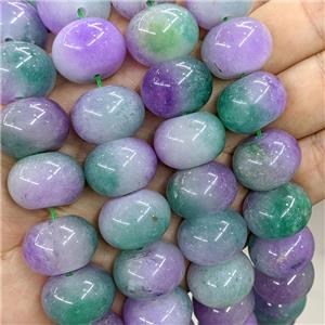 Jade Beads Smooth Rondelle Purple Green Dye, approx 15-20mm [JD10290]