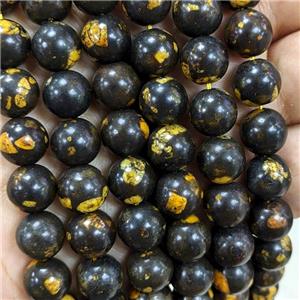 Jade Beads Dye Smooth Round Yellow, approx 10mm dia [JD10305-10MM]