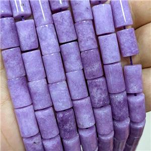Sponge Jade Tube Beads Puprle Dye, approx 8-12mm [JD10313]