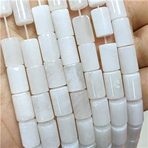Sponge Jade Tube Beads White Dye, approx 8-12mm [JD10314]