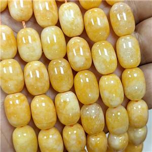 Sponge Jade Barrel Beads Yellow Dye, approx 10-14mm [JD10320]