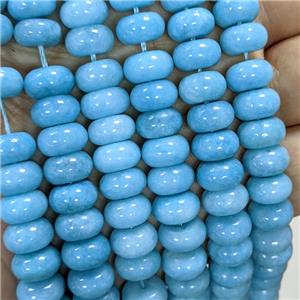 Sponge Jade Rondelle Beads Smooth Blue Dye, approx 10mm [JD10325]