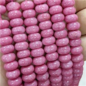 Sponge Jade Rondelle Beads Smooth Pink Dye, approx 10mm [JD10327]
