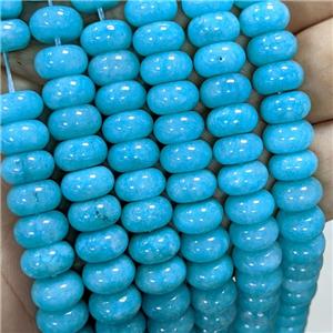 Sponge Jade Rondelle Beads Smooth Blue Dye, approx 10mm [JD10328]