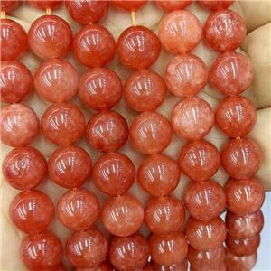 Sponge Jade Beads Red Dye Smooth Round, approx 8mm dia [JD10335-8MM]