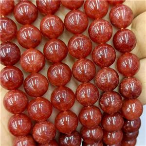 Sponge Jade Beads Red Dye Smooth Round, approx 8mm dia [JD10336-8MM]