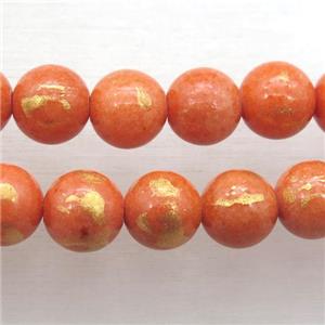 orange JinShan Jade beads, round, approx 12mm dia [JDRD563-12MM]