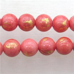 round pink JinShan Jade beads, approx 6mm dia [JDRD564-6MM]