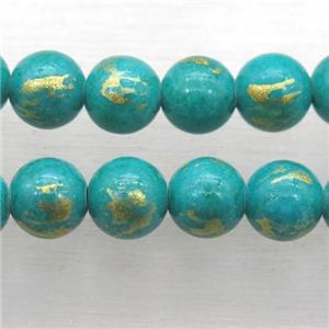 peacockgreen JinShan Jade round beads, approx 8mm dia [JDRD570-8MM]