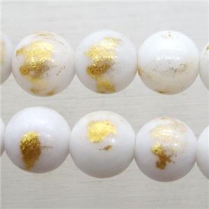 white JinShan Jade round beads, approx 6mm dia [JDRD573-6MM]