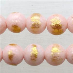 round pink JinShan Jade beads, approx 6mm dia [JDRD574-6MM]