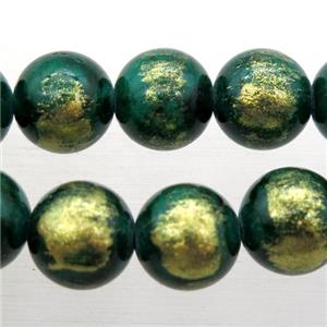 round JinShan Jade beads, peacockgreen, approx 6mm dia [JDRD576-6MM]