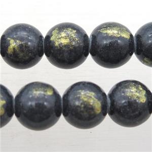 round JinShan Jade beads, darkgray, approx 12mm dia [JDRD577-12MM]
