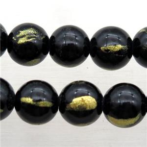 round black JinShan Jade beads, approx 12mm dia [JDRD578-12MM]