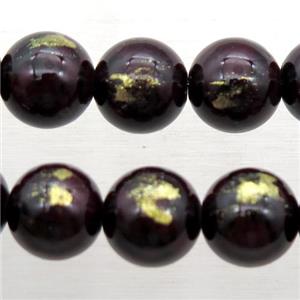 round JinShan Jade beads, darkred, approx 12mm dia [JDRD579-12MM]