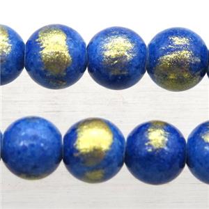 round blue JinShan Jade beads, approx 12mm dia [JDRD581-12MM]