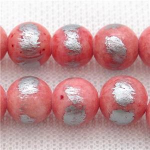 round pink Silvery Jade Beads, approx 4mm dia [JDRD589-4MM]