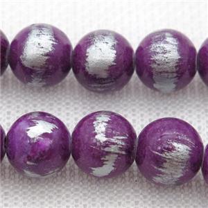 round purple Silvery Jade Beads, approx 4mm dia [JDRD592-4MM]