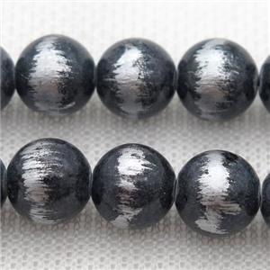 round deepgray Silvery Jade Beads, approx 4mm dia [JDRD593-4MM]