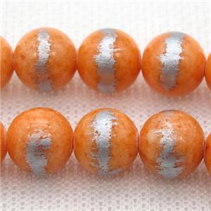 round nacarat Silvery Jade Beads, approx 4mm dia [JDRD594-4MM]