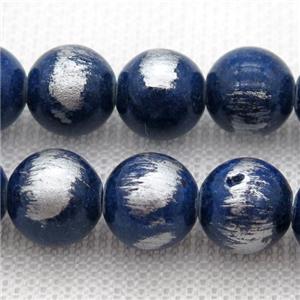 round royalblue Silvery Jade Beads, approx 4mm dia [JDRD595-4MM]
