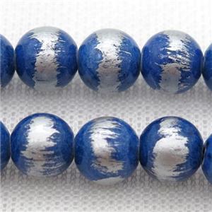 round blue Silvery Jade Beads, approx 12mm dia [JDRD600-12MM]