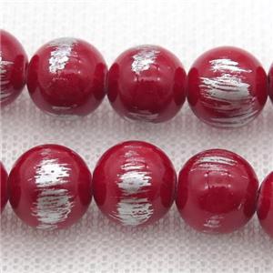 round red Silvery Jade Beads, approx 10mm dia [JDRD603-10MM]