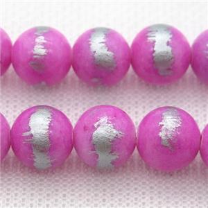 round hotpink Silvery Jade Beads, approx 4mm dia [JDRD604-4MM]