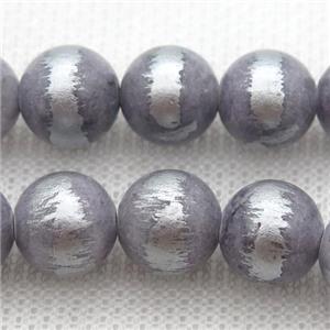 round gray Silvery Jade Beads, approx 4mm dia [JDRD605-4MM]