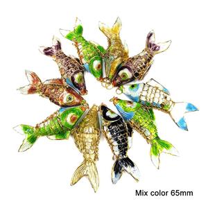 Cloisonne Goldfish Pendant Brass Mixed, approx 65mm length [JTPD008]
