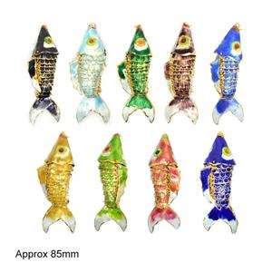 Cloisonne Goldfish Pendant Brass Mixed, approx 85mm length [JTPD010]