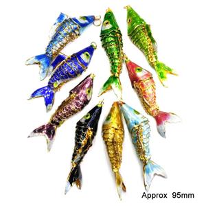 Cloisonne Goldfish Pendant Brass Mixed, approx 95mm length [JTPD011]