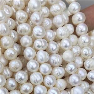 Natural Freshwater Pearl Beads, D-grade, approx 9-10mm, 35cm length [PANC79]