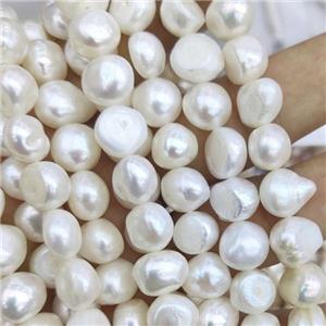 Natural Freshwater Pearl Beads, freeform, white, approx 11-12mm, 35cm length [PB10094]