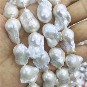 Edison Pearl Beads, freeform, white, A-grade, approx 15-30mm [PB10103]