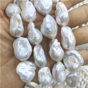 Edison Pearl Beads, freeform, white, approx 15-25mm [PB10104]