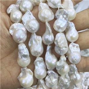 Edison Pearl Beads, freeform, white, B-grade, approx 13-25mm [PB10106]