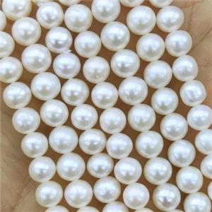 Natural Freshwater Pearl round Beads AAA-grade, approx 5-5.5mm [PB10113]