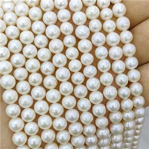 Natural Freshwater Pearl round Beads AAA-grade, approx 7-8mm [PB10116]