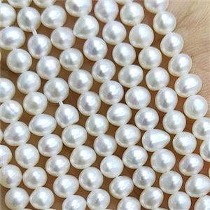 white Freshwater Pearl Beads, approx 3.8-4.2mm [PB10130]