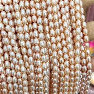 Pink Waterfresh Pearl Rice Beads A-Grade, approx 4.5-5mm [PB10132]